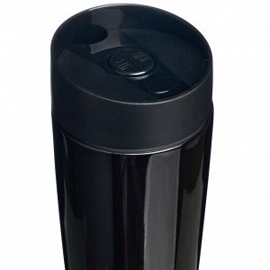 Термокружка Agness Black Panther 360 мл — вакуумная нерж. сталь 18/10, крышка с кнопкой-стоппером