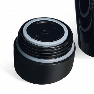 Термокружка Agness Black Panther 360 мл — вакуумная нерж. сталь 18/10, крышка с кнопкой-стоппером