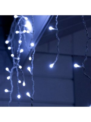 Гирлянда «Бахрома» 3x0.6 м, IP44, УМС, белая нить, 160 SMD-LED, свечение белое, 220 В