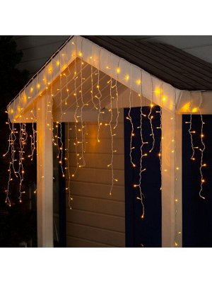 Гирлянда «Бахрома» 3x0.9 м, IP44, УМС, белая нить, 232 LED, свечение жёлтое, 220 В