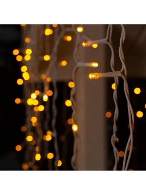 Гирлянда «Бахрома» 3x0.9 м, IP44, УМС, белая нить, 232 LED, свечение жёлтое, 220 В