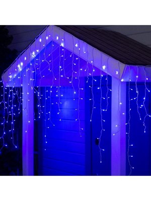 Гирлянда «Бахрома» 3x0.9 м, IP44, УМС, белая нить, 232 LED, свечение синее, 220 В