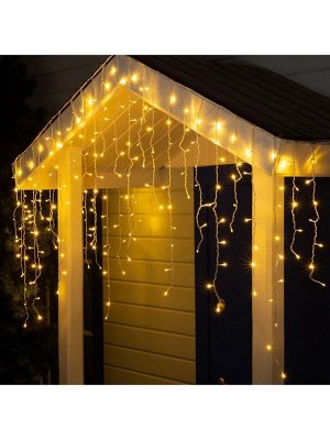 Гирлянда «Бахрома» 3x0.9 м, IP44, УМС, белая нить, 232 LED, свечение тёплое белое, 220 В