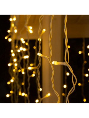 Гирлянда «Бахрома» 3x0.9 м, IP44, УМС, белая нить, 232 LED, свечение тёплое белое, 220 В