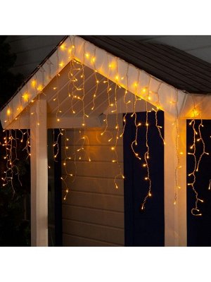 Гирлянда «Бахрома» 3x0.9 м, IP44, УМС, прозрачная нить, 232 LED, свечение жёлтое, 220 В