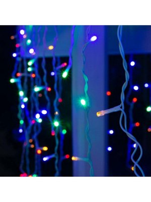 Гирлянда «Бахрома» 3x0.9 м, IP44, УМС, белая нить, 232 LED, свечение мульти, 220 В