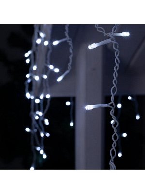 Гирлянда «Бахрома» 4x0.6 м, IP44, белая нить, 180 LED, свечение белое, 8 режимов, 220 В
