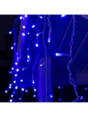Гирлянда «Бахрома» 4x0.6 м, IP44, белая нить, 180 LED, свечение синее, 8 режимов, 220 В