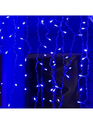 Гирлянда «Бахрома» 3x0.9 м, IP44, УМС, прозрачная нить, 232 LED, свечение синее, 220 В