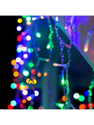 Гирлянда «Бахрома» 3x0.9 м, IP44, УМС, прозрачная нить, 232 LED, свечение мульти, 220 В