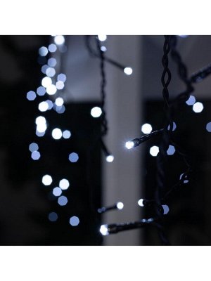 Гирлянда «Бахрома» 3x0.6 м, IP44, УМС, тёмная нить, 160 LED, свечение белое, мерцание белым, 220 В