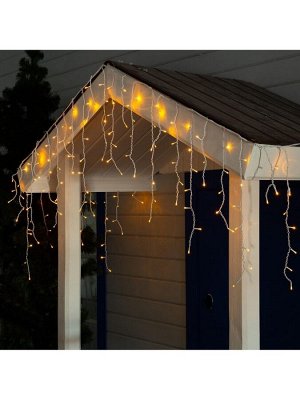 Гирлянда «Бахрома» 3*0.6 м, IP44, УМС, белая нить, 160 LED, свечение жёлтое, 220 В