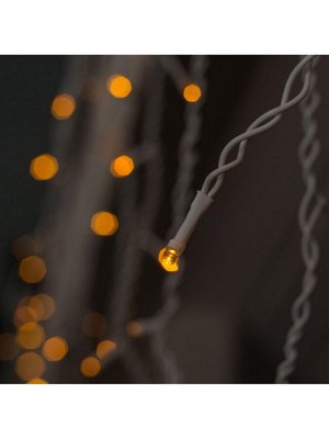 Гирлянда «Бахрома» 3x0.6 м, IP44, УМС, белая нить, 160 LED, свечение жёлтое, 220 В