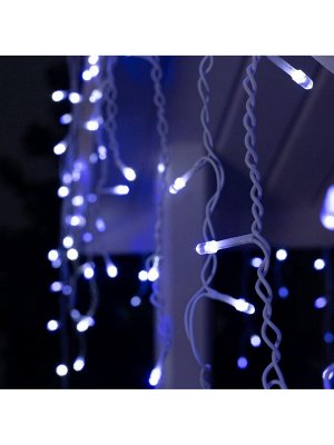 Гирлянда «Бахрома» 4x0.6 м, IP44, белая нить, 180 LED, свечение бело-синее, мигание, 220 В