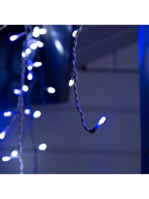 Гирлянда «Бахрома» 3x0.6 м, IP44, УМС, белая нить, 160 LED, свечение бело-синее, мигание, 220 В