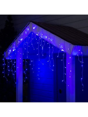 Гирлянда «Бахрома» 3*0.6 м, IP44, УМС, белая нить, 160 LED, свечение синее, 220 В
