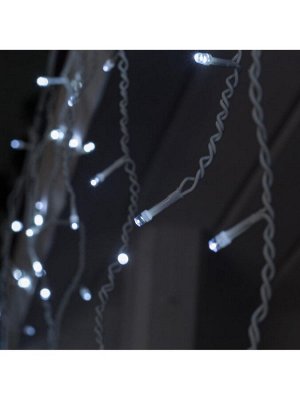 Гирлянда «Бахрома» 3x0.6 м, IP44, УМС, белая нить, 160 LED, свечение белое, 220 В