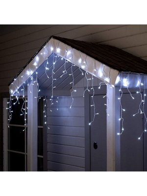 Гирлянда «Бахрома» 4x0.6 м, IP44, прозрачная нить, 180 LED, свечение белое, 8 режимов, 220 В