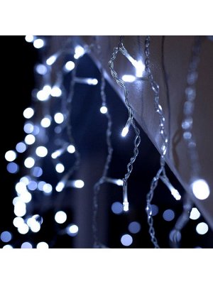 Гирлянда «Бахрома» 4x0.6 м, IP44, прозрачная нить, 180 LED, свечение белое, 8 режимов, 220 В