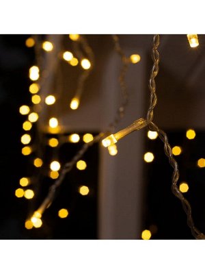 Гирлянда «Бахрома» 4x0.6 м, IP44, прозрачная нить, 180 LED, свечение тёплое белое, 8 режимов, 220 В
