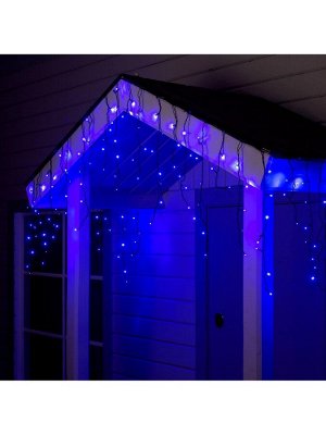 Гирлянда «Бахрома» 4x0.6 м, IP44, тёмная нить, 180 LED, свечение синее, 8 режимов, 220 В