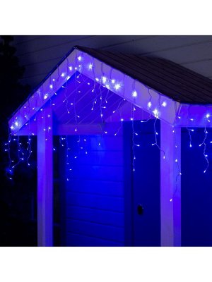 Гирлянда «Бахрома» 4*0.6 м, IP44, прозрачная нить, 180 LED, свечение синее, 8 режимов, 220 В