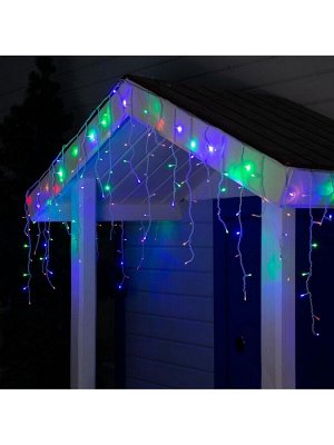 Гирлянда «Бахрома» 3x0.6 м, IP44, УМС, белая нить, 160 LED, свечение мульти, 220 В