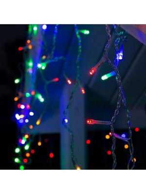 Гирлянда «Бахрома» 3x0.6 м, IP44, УМС, прозрачная нить, 160 LED, свечение мульти, 220 В
