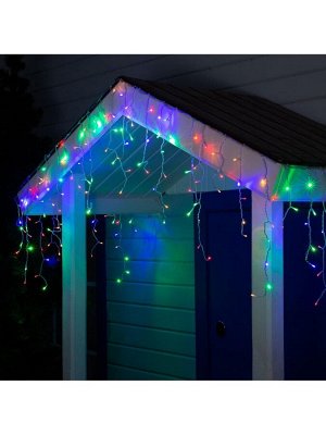 Гирлянда «Бахрома» 3x0.6 м, IP44, УМС, прозрачная нить, 160 LED, свечение мульти, 220 В