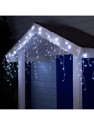 Гирлянда «Бахрома» 3x0.6 м, IP44, УМС, прозрачная нить, 160 LED, свечение белое, 220 В