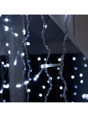 Гирлянда «Бахрома» 3x0.9 м, IP44, УМС, прозрачная нить, 232 LED, свечение белое, 220 В