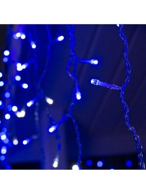 Гирлянда «Бахрома» 3x0.6 м, IP44, УМС, прозрачная нить, 160 LED, свечение синее, мерцание белым, 220 В