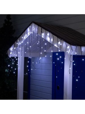 Гирлянда «Бахрома» 3x0.6 м, IP44, УМС, тёмная нить, 160 SMD-LED, свечение белое, 220 В