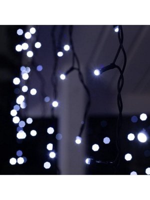 Гирлянда «Бахрома» 3x0.6 м, IP44, УМС, тёмная нить, 160 SMD-LED, свечение белое, 220 В