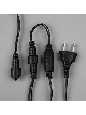 Гирлянда «Бахрома» 3x0.6 м, IP44, УМС, тёмная нить, 160 SMD-LED, свечение белое, 220 В