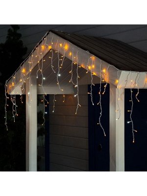 Гирлянда «Бахрома» 3x0.6 м, IP44, УМС, белая нить, 160 LED, свечение жёлтое, мерцание белым, 220 В