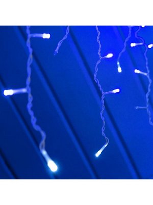 Гирлянда «Бахрома» 3x0.6 м, IP44, УМС, белая нить, 160 LED, свечение синее, мерцание белым, 220 В