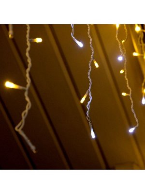 Гирлянда «Бахрома» 3x0.6 м, IP44, УМС, белая нить, 160 LED, свечение тёплое белое, мерцание белым, 220 В