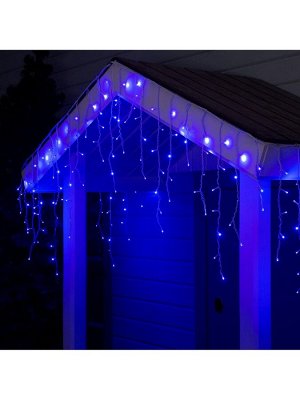 Гирлянда «Бахрома» 3*0.6 м, IP44, УМС, белая нить, 160 SMD-LED, свечение синее, 220 В