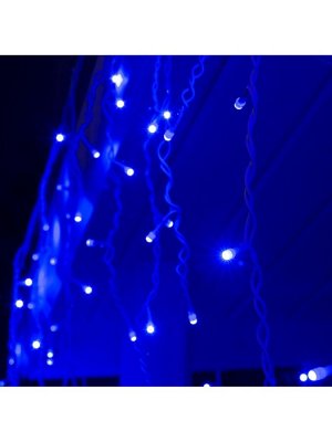 Гирлянда «Бахрома» 3x0.6 м, IP44, УМС, белая нить, 160 SMD-LED, свечение синее, 220 В
