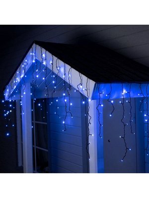 Гирлянда «Бахрома» 4x0.6 м, IP44, тёмная нить, 180 LED, свечение синее, мерцание белым, 220 В