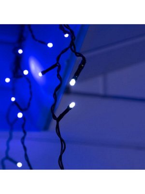 Гирлянда «Бахрома» 4x0.6 м, IP44, тёмная нить, 180 LED, свечение синее, мерцание белым, 220 В