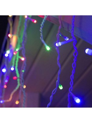 Гирлянда «Бахрома» 3x0.6 м, IP44, УМС, белая нить, 160 SMD-LED, свечение мульти, 220 В