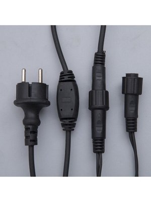 Гирлянда «Бахрома» 3x0.6 м, IP44, УМС, тёмная нить, 160 LED, свечение бело-синее, мигание, 220 В