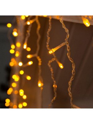 Гирлянда «Бахрома» 3x0.6 м, IP44, УМС, прозрачная нить, 160 LED, свечение жёлтое, 220 В