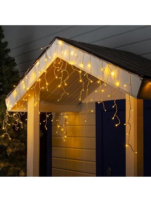 Гирлянда «Бахрома» 3x0.6 м, IP44, УМС, прозрачная нить, 160 SMD-LED, свечение тёплое белое, 220 В