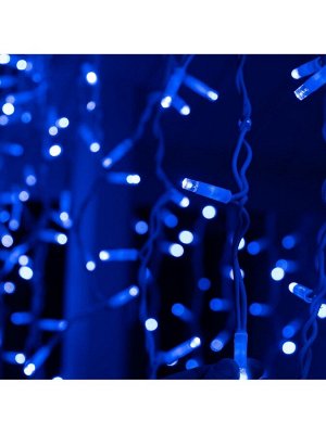 Гирлянда «Бахрома» 3x0.9 м, IP65, УМС, белая нить каучук, 144 LED, свечение синее, 220 В