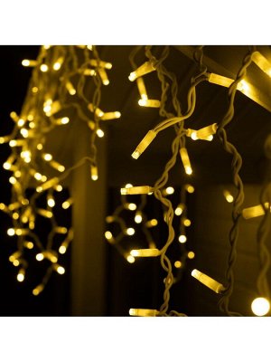 Гирлянда «Бахрома» 3x0.6 м, IP65, УМС, белая нить каучук, 108 LED, свечение тёплое белое, 220 В
