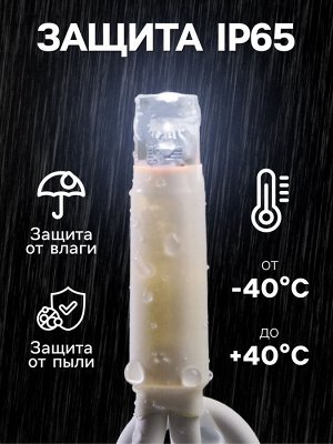Гирлянда «Бахрома» 3x0.6 м, IP65, УМС, белая нить каучук, 108 LED, свечение белое, 220 В