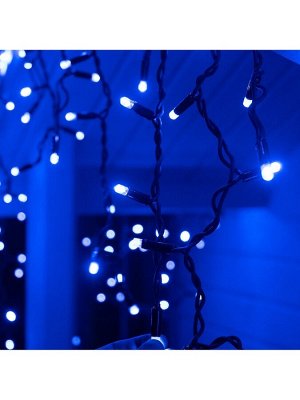 Гирлянда «Бахрома» 3x0.6 м, IP65, УМС, тёмная нить каучук, 108 LED, свечение синее, 220 В